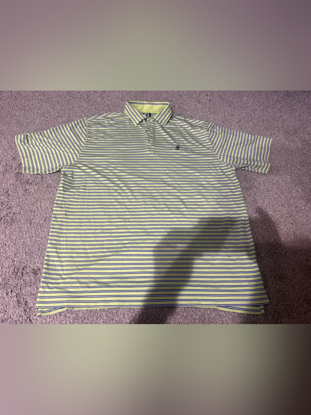 FootJoy Men's Short-Sleeve Striped in Polo in Yellow and Navy Blue Glof Shirt